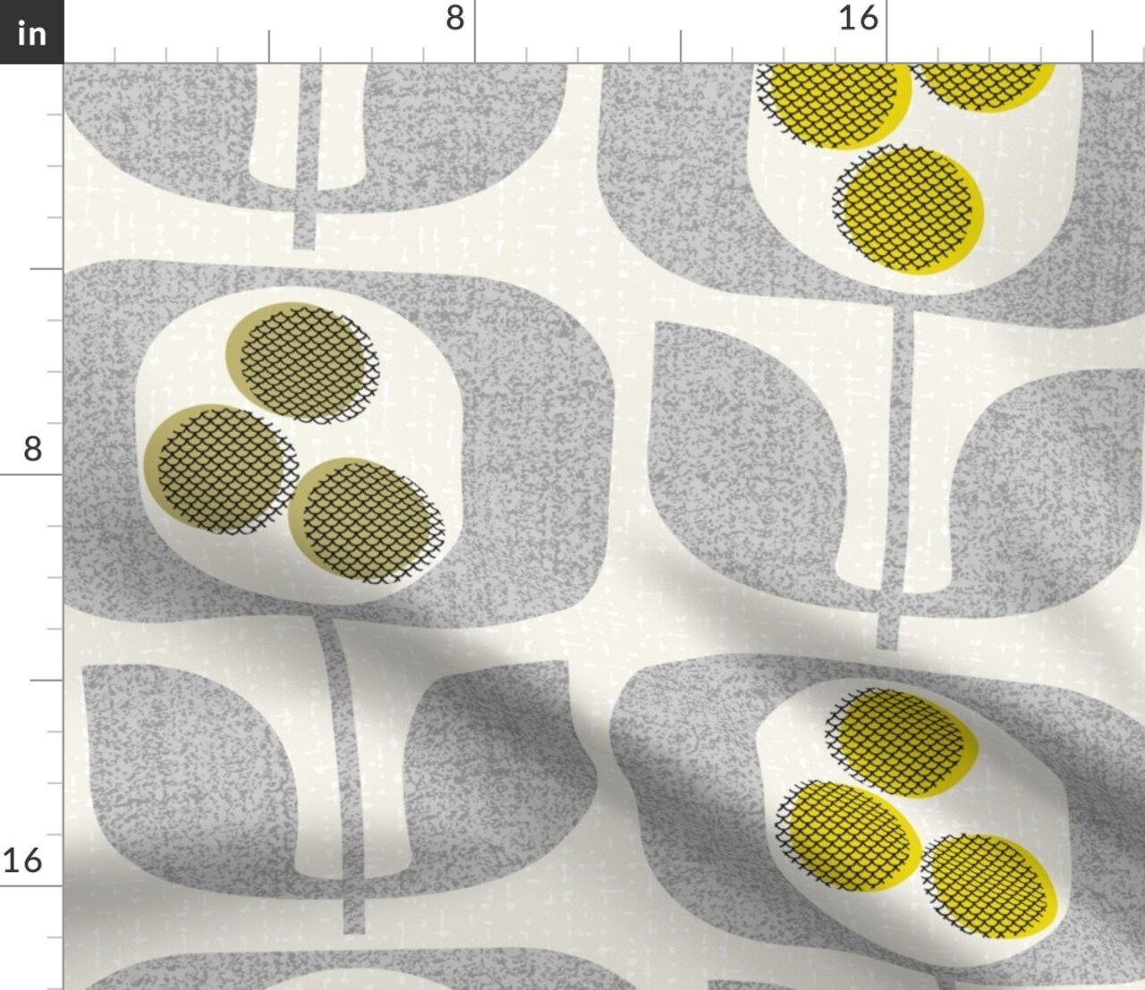Mid Century Flowers Large Scale Retro Gray Green Atomic Era 1950S 1960S Look Custom Printed Fabric by Spoonflower Various Fabrics by the Yard or Fat Quarter